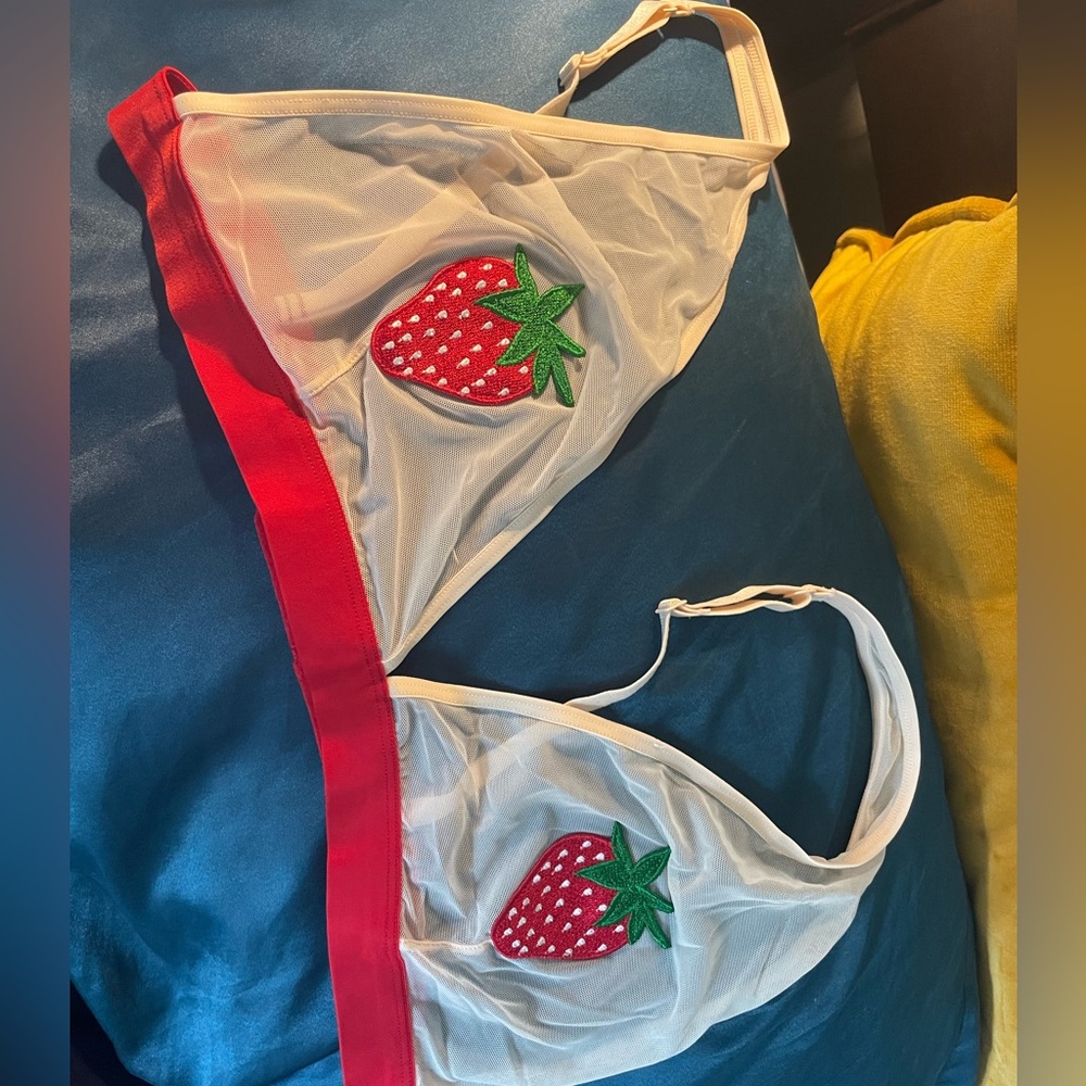 NWOT Strawberry Appliqué Bralette from a shop in Paris, France